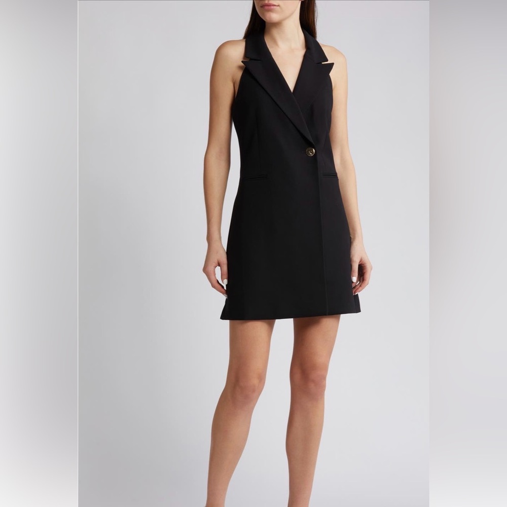 French Connection Black Sleeveless Blazer Dress